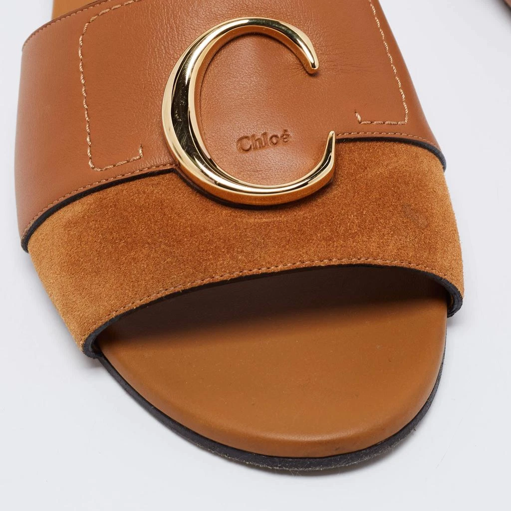 Chloe Brown Suede And Leather Flat Sandals  Size 40.5 商品