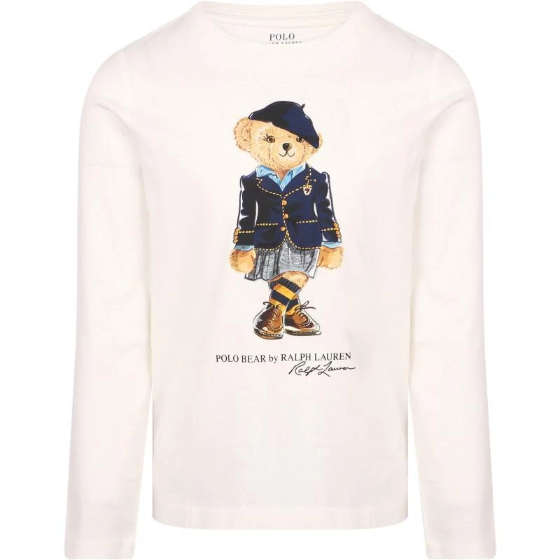 商品Ralph Lauren|Logo bear long sleeved logo t shirt in white,价格¥654,第1张图片