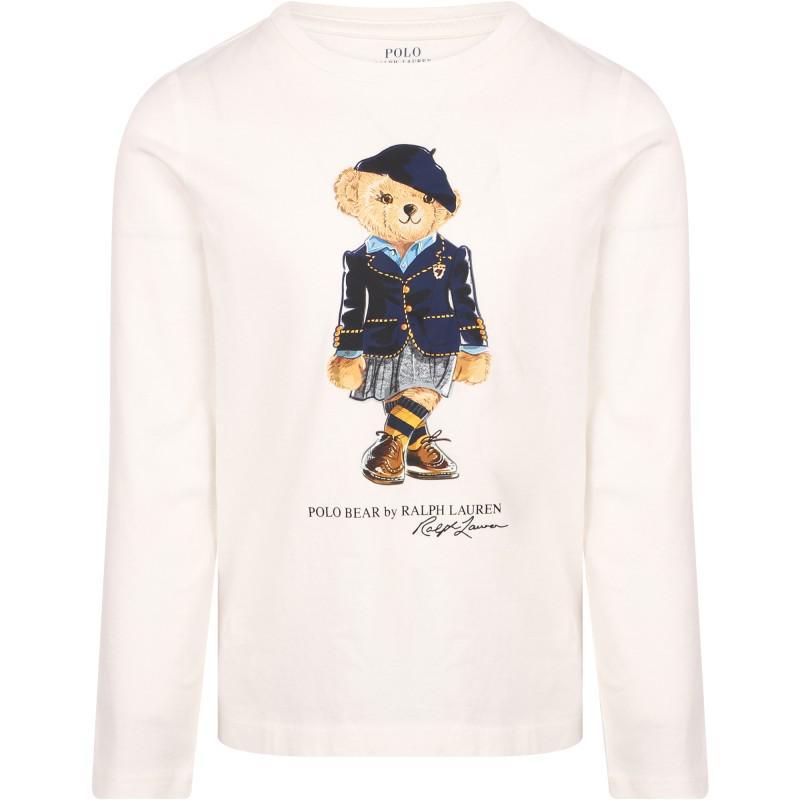 商品Ralph Lauren|Logo bear long sleeved logo t shirt in white,价格¥809-¥875,第1张图片