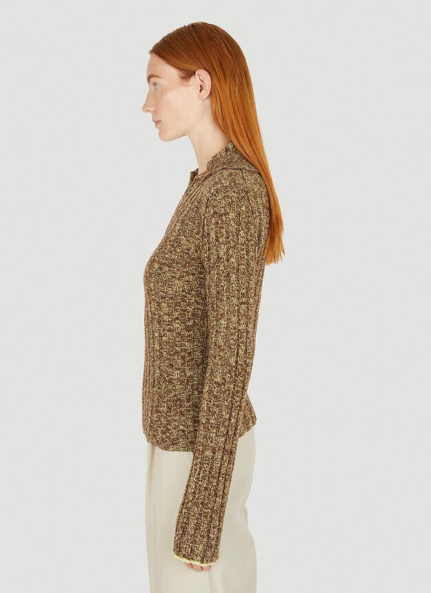 Polo Collar Sweater in Brown商品第3张图片规格展示