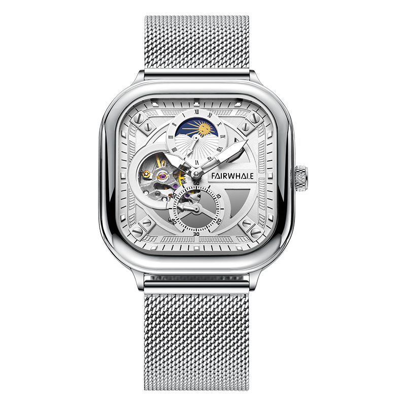 马克华菲手表潮流时尚方形表盘运动防水夜光全自动机械手表商品第5张图片规格展示