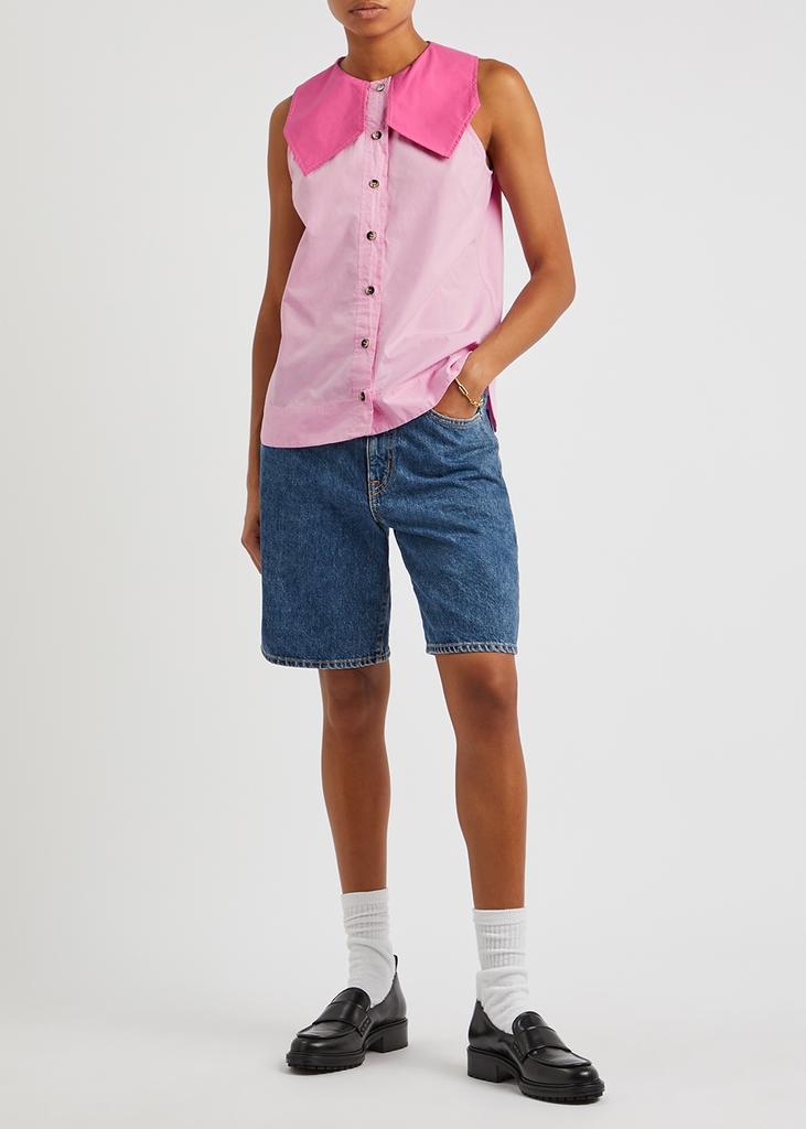 商品Ganni|Pink cotton-poplin shirt,价格¥996,第6张图片详细描述