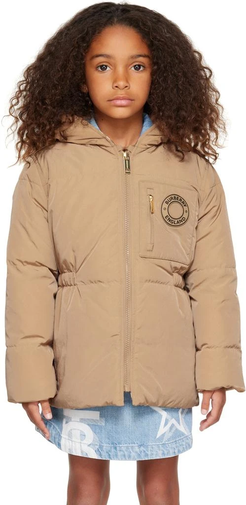 商品Burberry|Kids Beige Hooded Reversible Down Jacket,价格¥4338,第1张图片