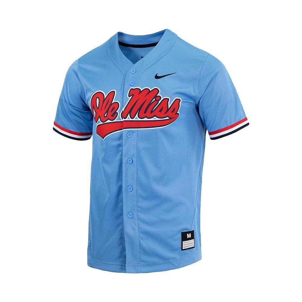 商品NIKE|Men's Powder Blue Ole Miss Rebels Replica Full-Button Baseball Jersey,价格¥585,第5张图片详细描述