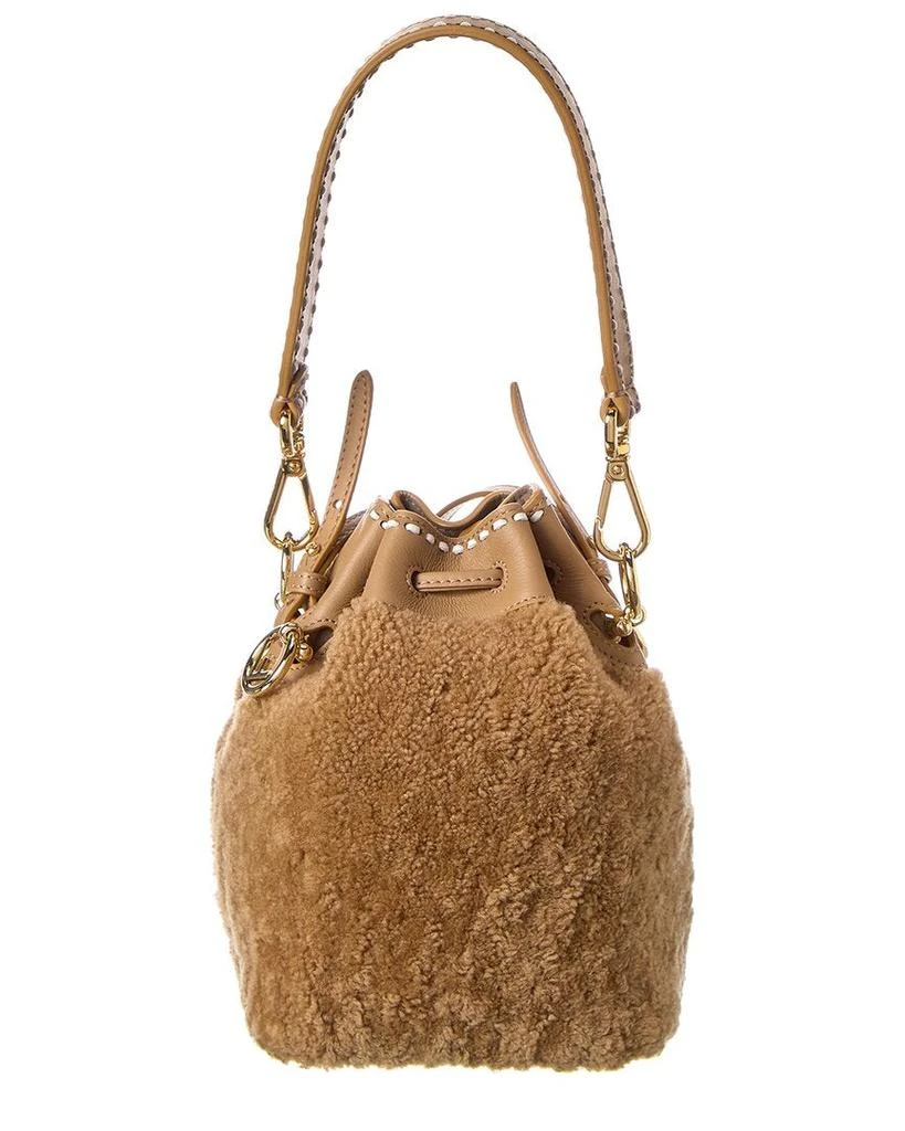 商品Fendi|FENDI Mon Tresor Mini Shearling & Leather Bucket Bag,价格¥11130,第2张图片详细描述