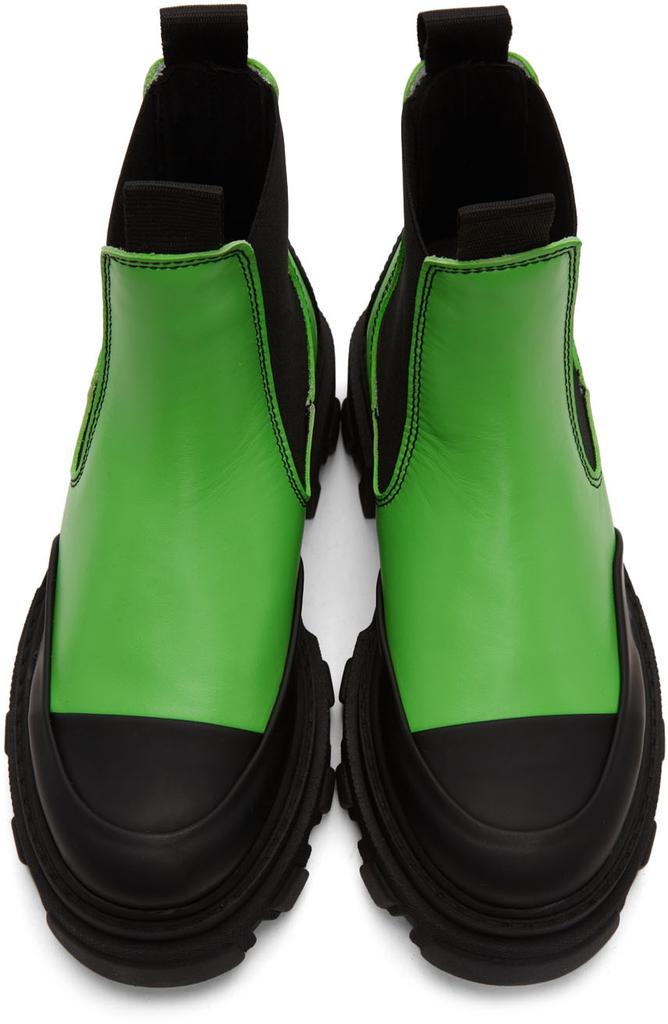 Green & Black Leather Ankle Boots商品第5张图片规格展示