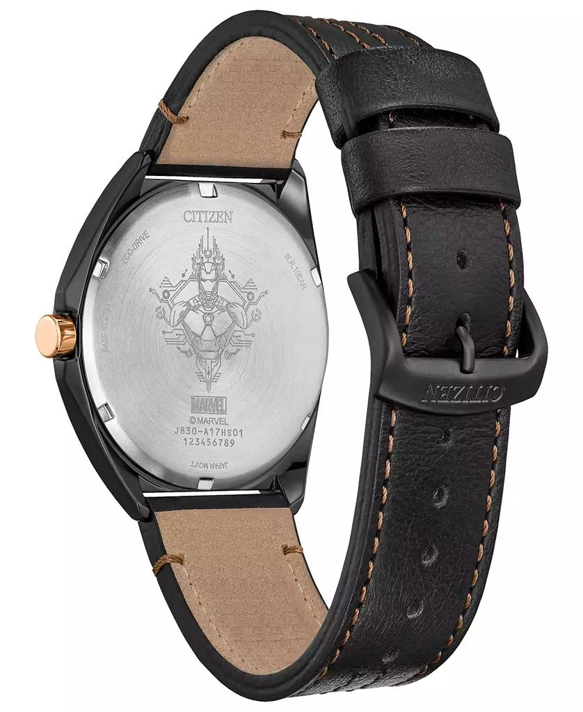 商品Citizen|Eco-Drive Men's Marvel Tony Stark Black Leather Strap Watch 43mm,价格¥1999,第3张图片详细描述