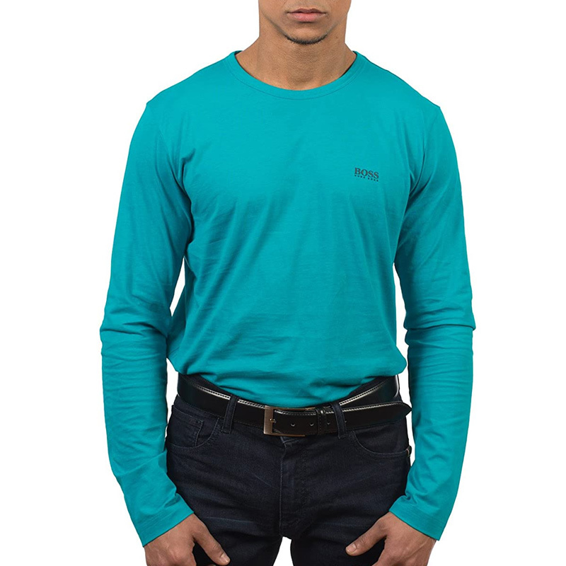 商品Hugo Boss|HUGO BOSS 男士青色圆领长袖T恤 TOGN-50240164-353,价格¥450,第1张图片