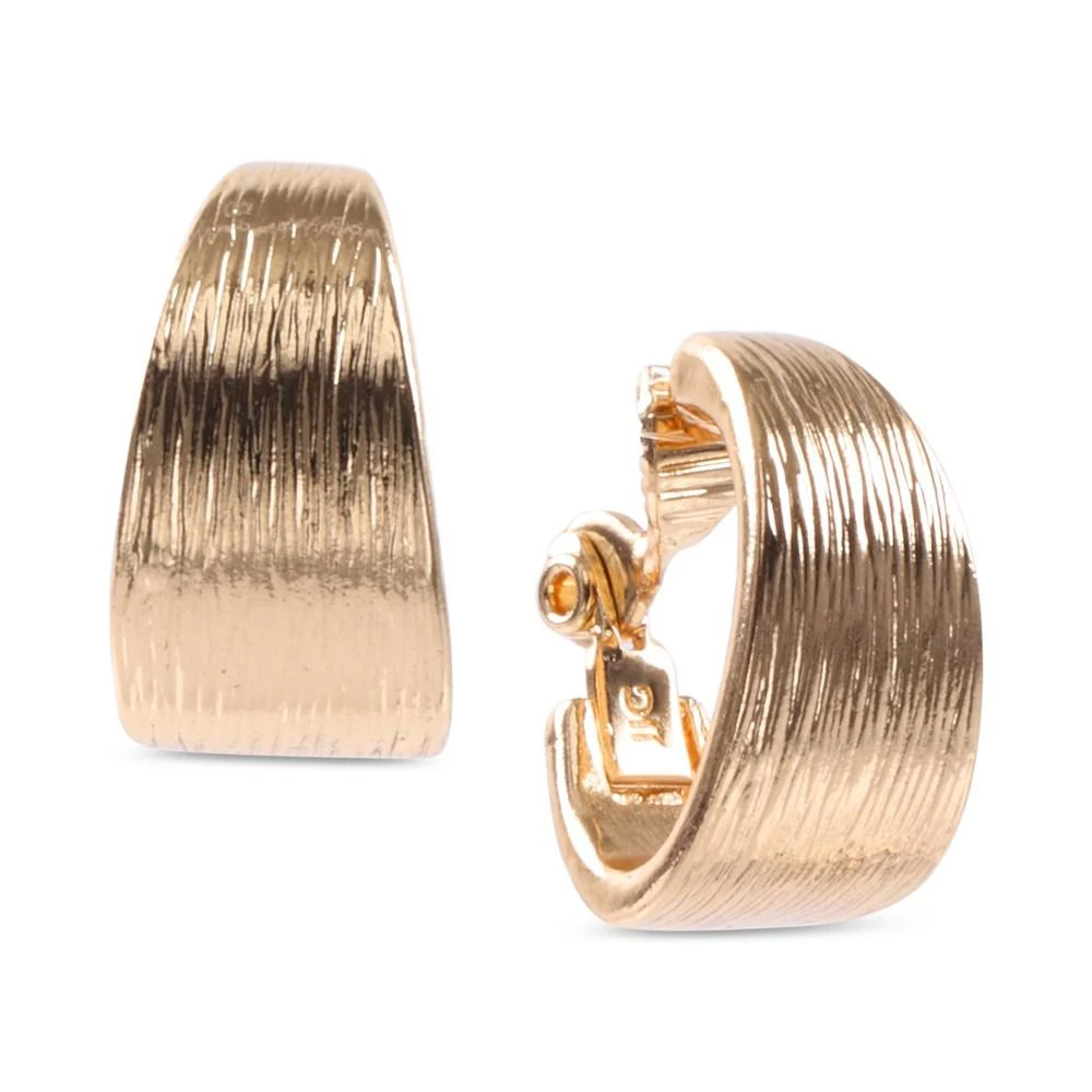 商品Anne Klein|Gold-Tone Textured E-Z Comfort Clip-On Hoop Earrings,价格¥165,第1张图片
