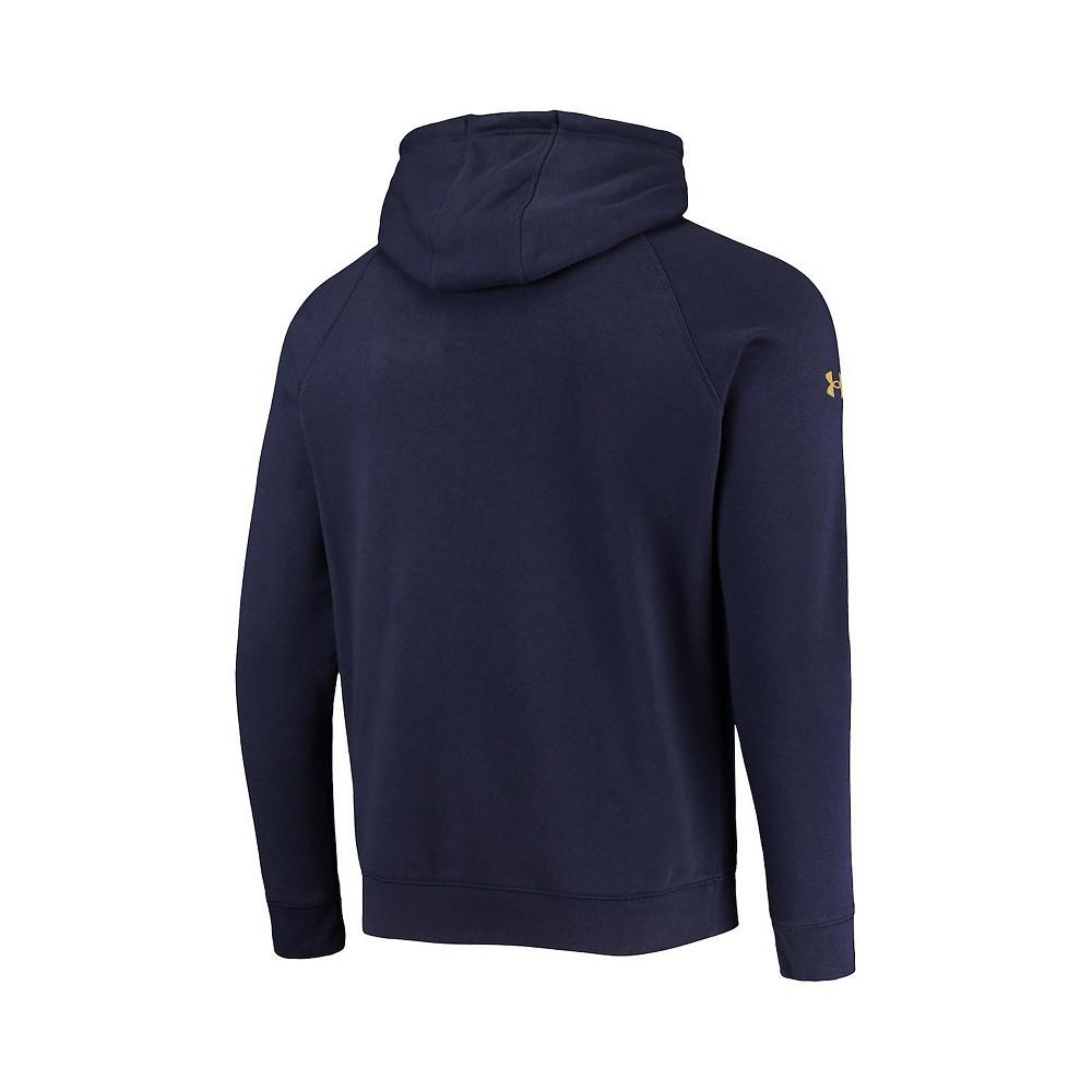 Men's Navy Notre Dame Fighting Irish 2021 Sideline Fleece Raglan Pullover Hoodie商品第4张图片规格展示