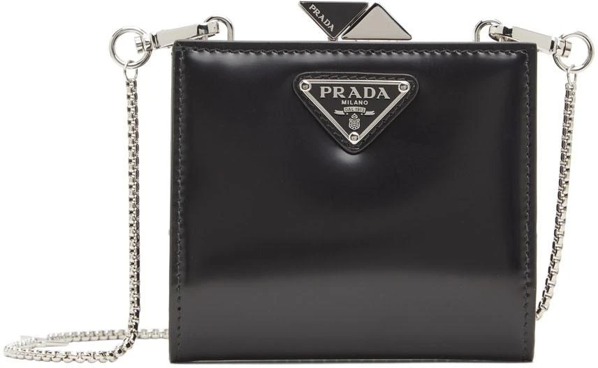 商品Prada|Black Brushed Leather Wallet Shoulder Bag,价格¥16484,第1张图片