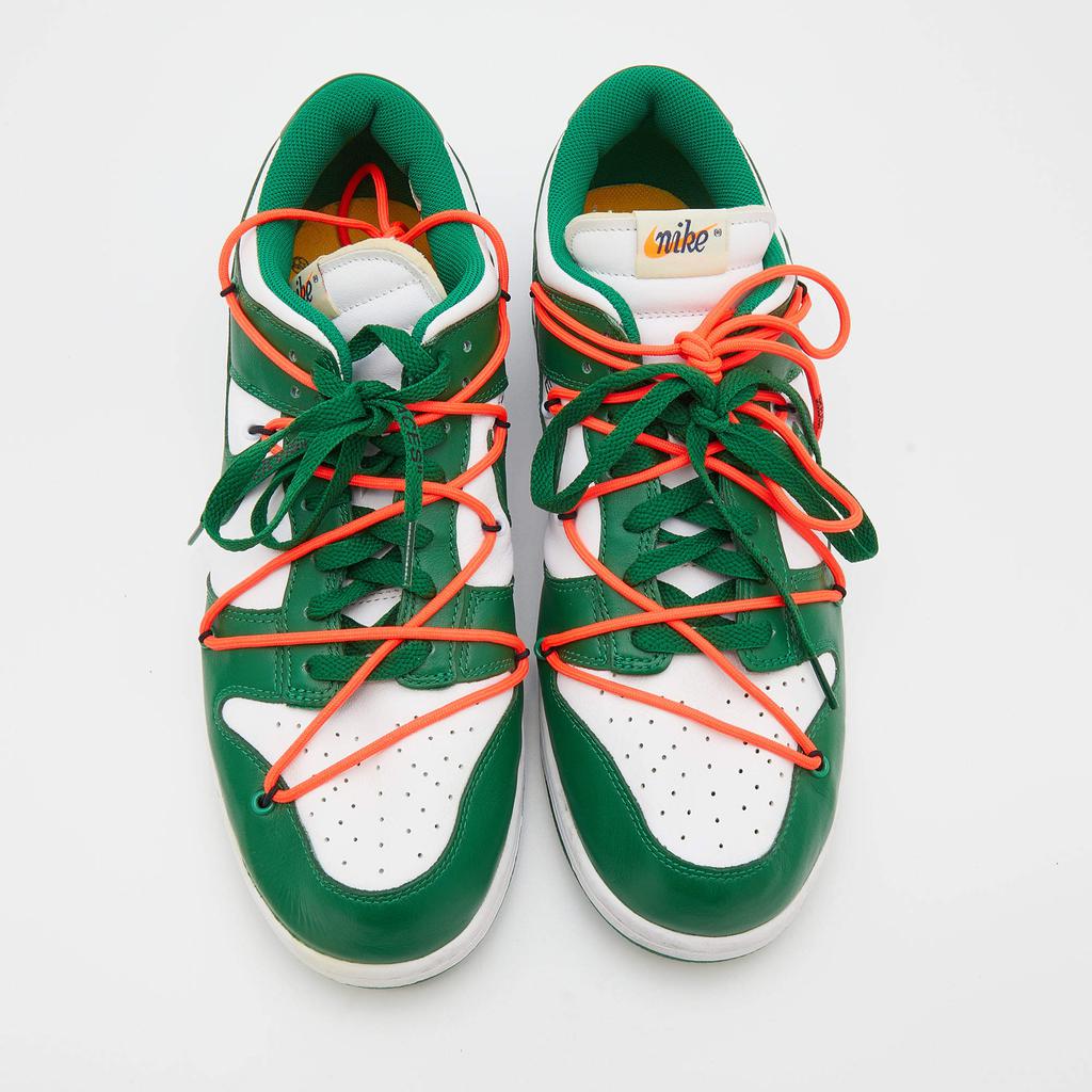 Off-White x Nike Green/White Leather Dunk Low Top Sneakers Size 46商品第3张图片规格展示