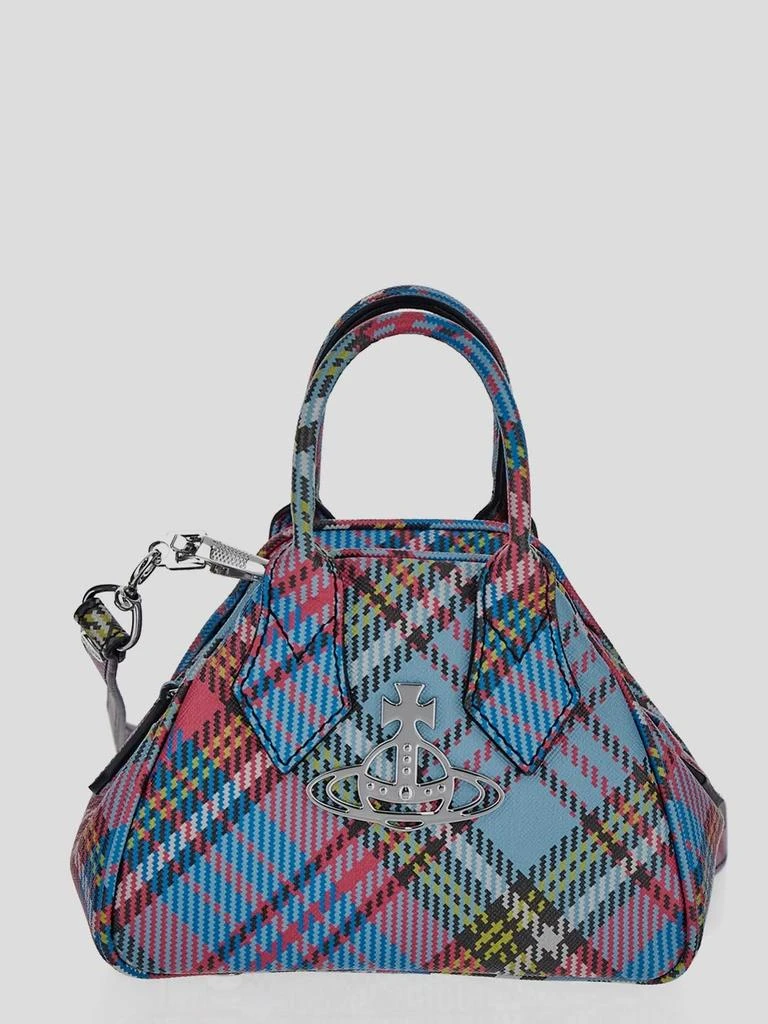 商品Vivienne Westwood|Vivienne Westwood Orb Plaque Checked Tote Bag,价格¥2471,第1张图片