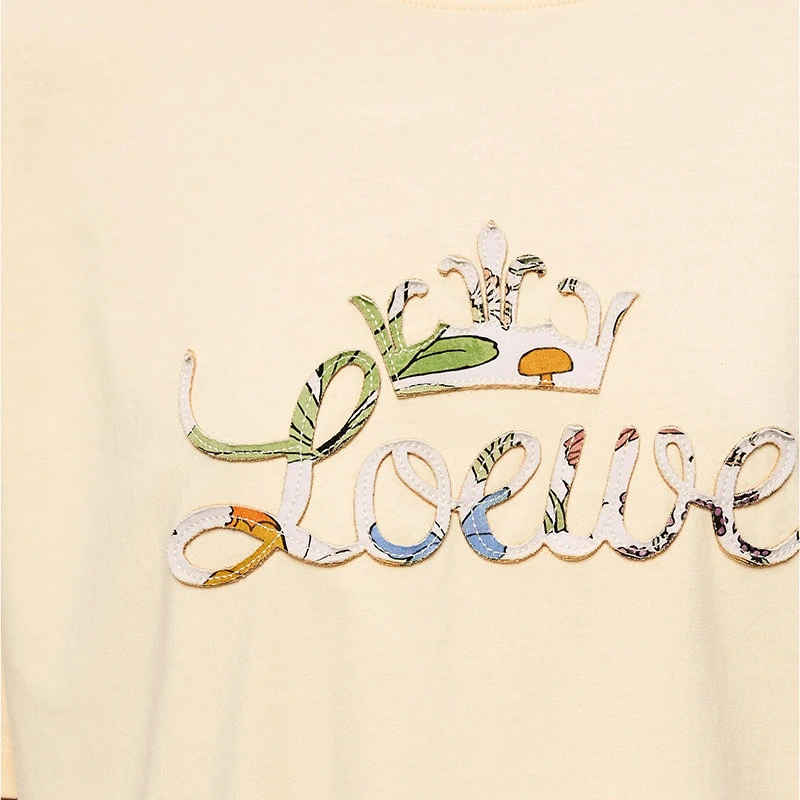 【预售3-7天】LOEWE/罗意威 22年春夏新款 女士淡褐色纯棉花卉王冠贴花短袖T恤S800Y22X02-2370 商品