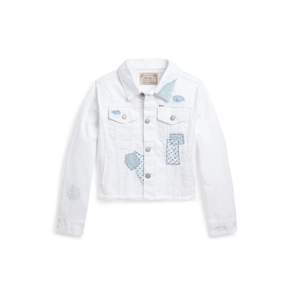 商品Ralph Lauren|Big Girls Patchwork Cropped Denim Trucker Jacket,价格¥506,第1张图片