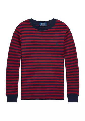 商品Ralph Lauren|Lauren Childrenswear Boys 4 7 Striped Waffle Cotton Long Sleeve T Shirt,价格¥119,第1张图片详细描述