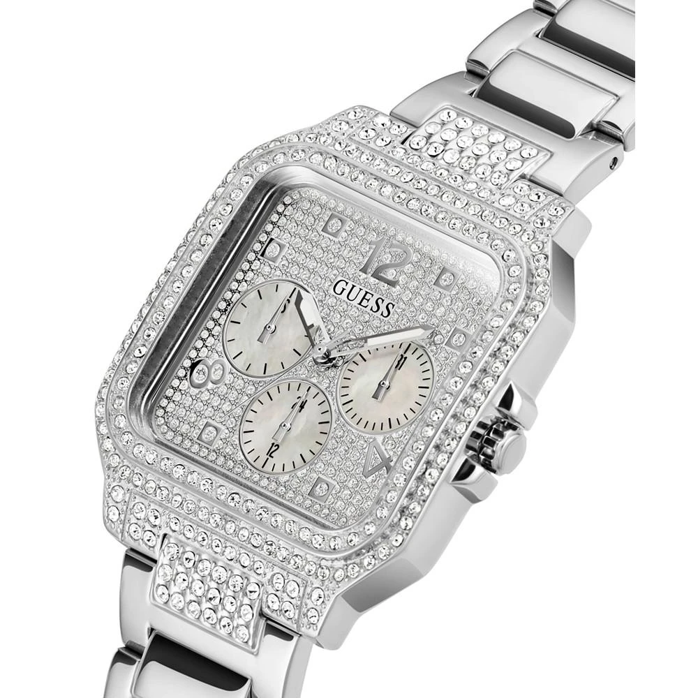 商品GUESS|Women's Glitz Silver-tone Stainless Steel Bracelet Watch 35mm,价格¥583,第4张图片详细描述