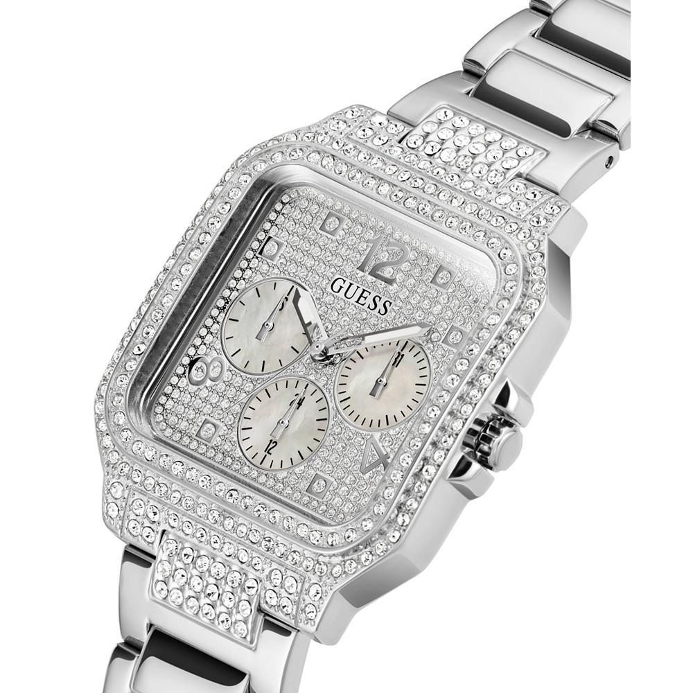 商品GUESS|Women's Glitz Silver-tone Stainless Steel Bracelet Watch 35mm,价格¥1464,第6张图片详细描述