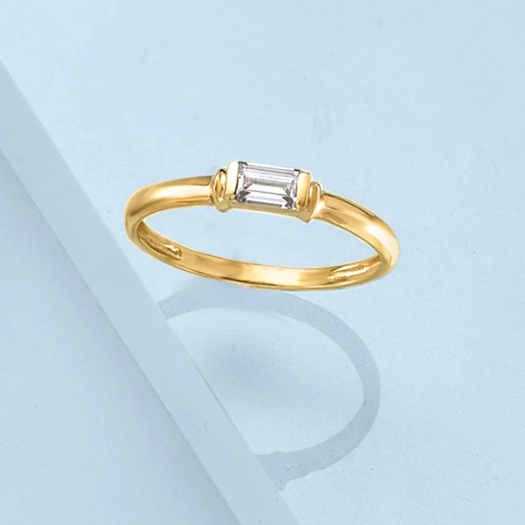 商品Ross-Simons|Baguette CZ Solitaire Ring in 14kt Yellow Gold,价格¥1117,第4张图片详细描述