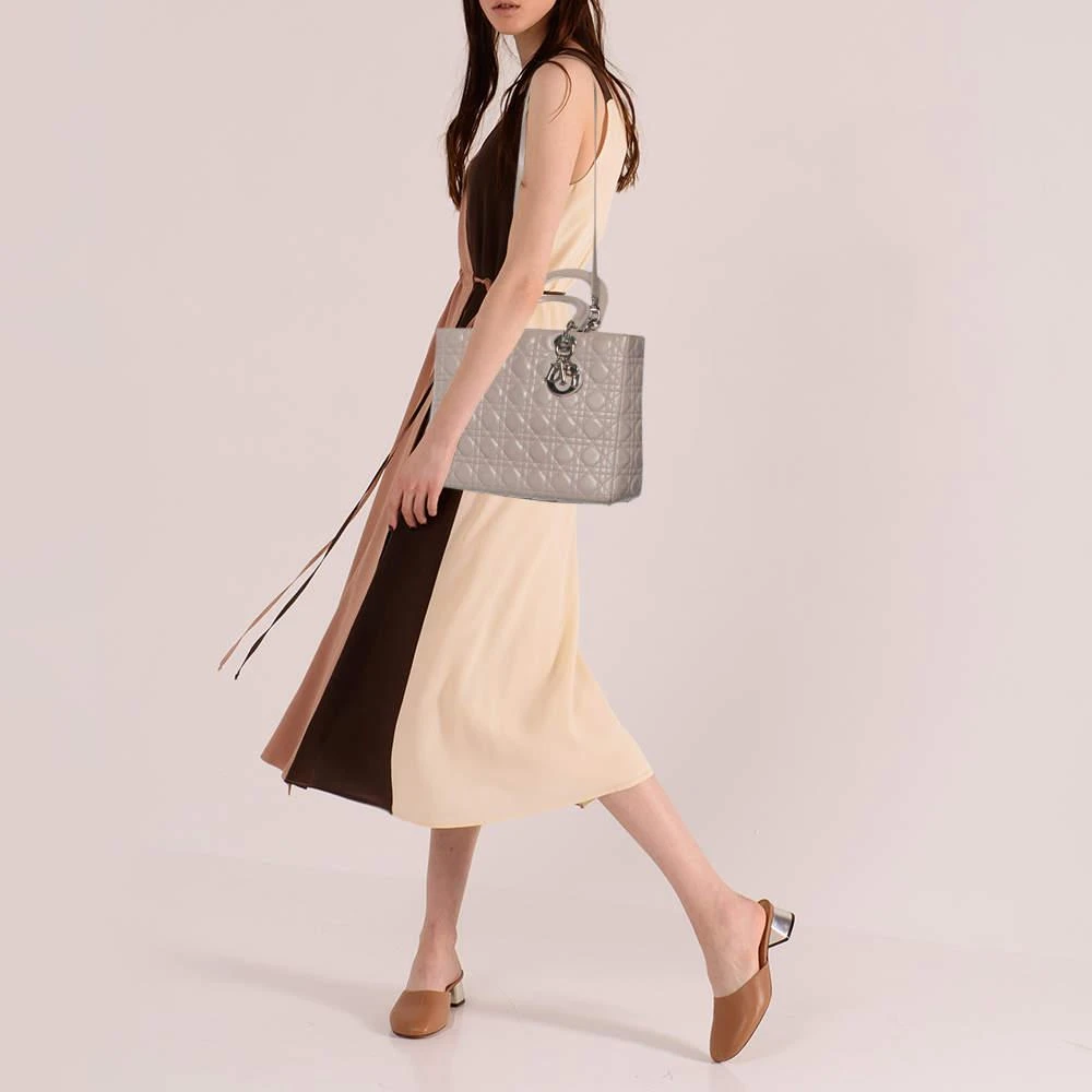 商品[二手商品] Dior|Dior Grey Cannage Leather Large Lady Dior Tote,价格¥9926,第2张图片详细描述
