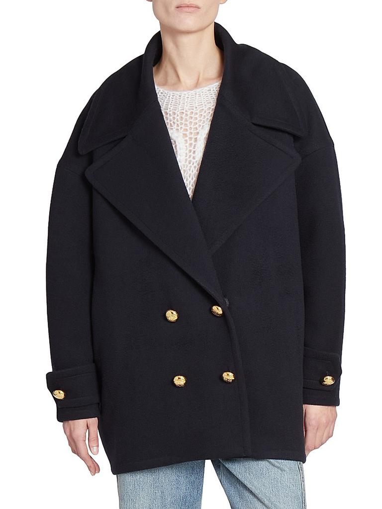 Loewe Pebble Wool-Cashmere Blend Peacoat - Coats - Compare