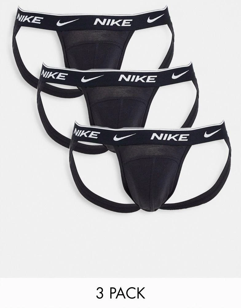 商品NIKE|Nike 3 pack cotton stretch jock straps in black,价格¥195,第1张图片