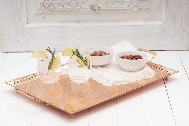 商品Coppermill Kitchen|Vintage Inspired Copper Hand Hammered Large Tray,价格¥2238,第2张图片详细描述