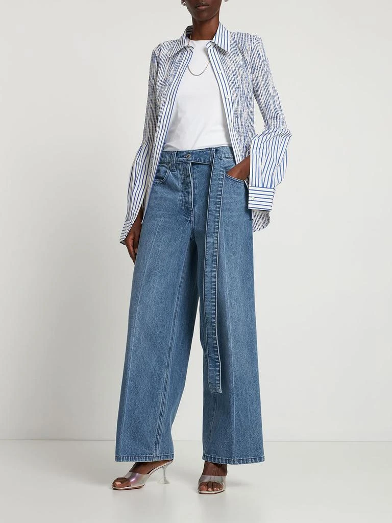 商品Alexander Wang|Raver Denim Cotton Wide Jeans W/ Belt,价格¥1853,第1张图片详细描述