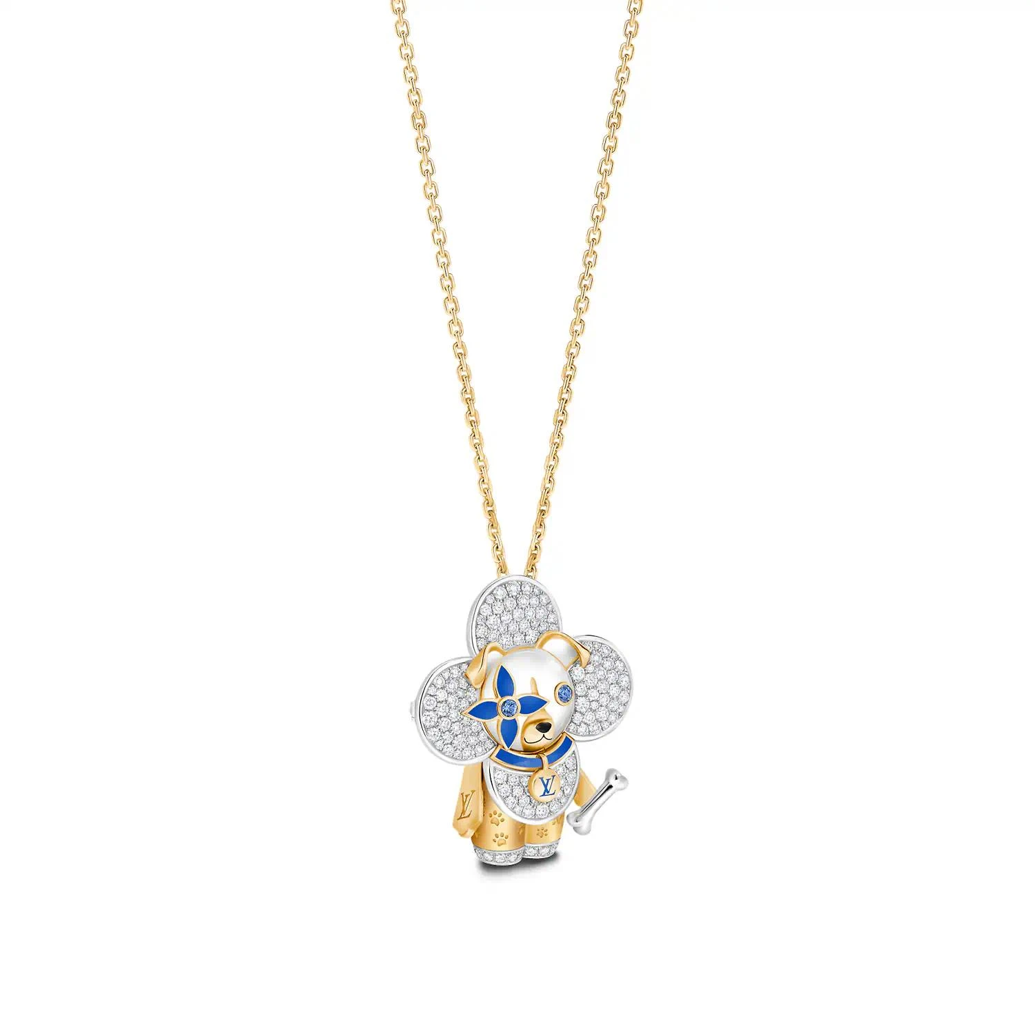 【预售】 LV路易威登 24秋冬 女士 吊坠 VIVIENNE DOG 18K 金漆光钻石彩色宝石项链 Q93982 商品