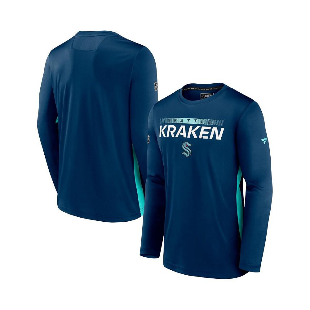 Men's Branded Deep Sea Blue Seattle Kraken Authentic Pro Rink Performance Long Sleeve T-Shirt商品第1张图片规格展示