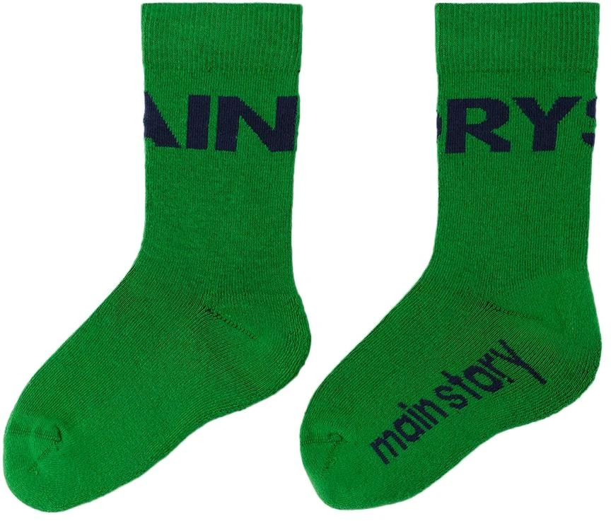 商品Main Story|Kids Green Logo Socks,价格¥95,第2张图片详细描述