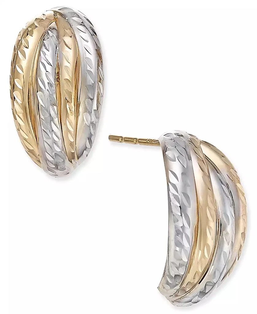 商品Macy's|Two-Tone Textured Stud Earrings in 10k Yellow and White Gold,价格¥522,第1张图片