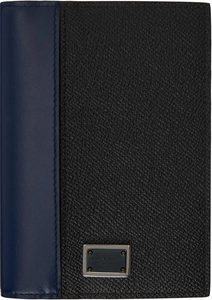 商品Dolce & Gabbana|Black & Navy Dauphine Passport Holder,价格¥1565,第1张图片
