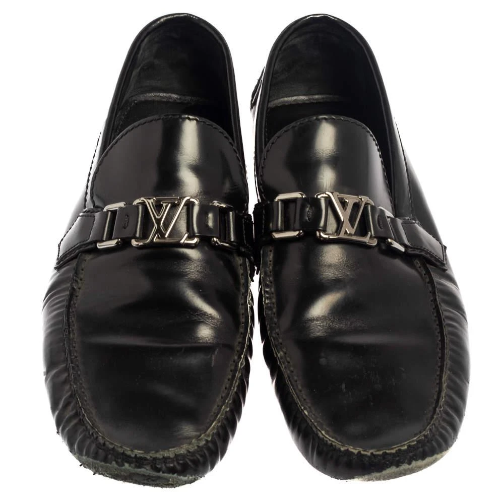 商品[二手商品] Louis Vuitton|Louis Vuitton Black Leather Hockenheim Slip On Loafers Size 43.5,价格¥1572,第3张图片详细描述