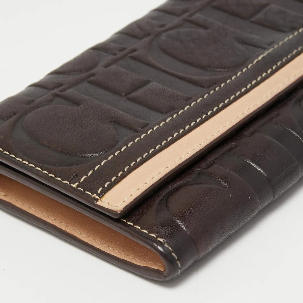 CH Carolina Herrera Brown/Beige Monogram Embossed Leather Continental Wallet 商品
