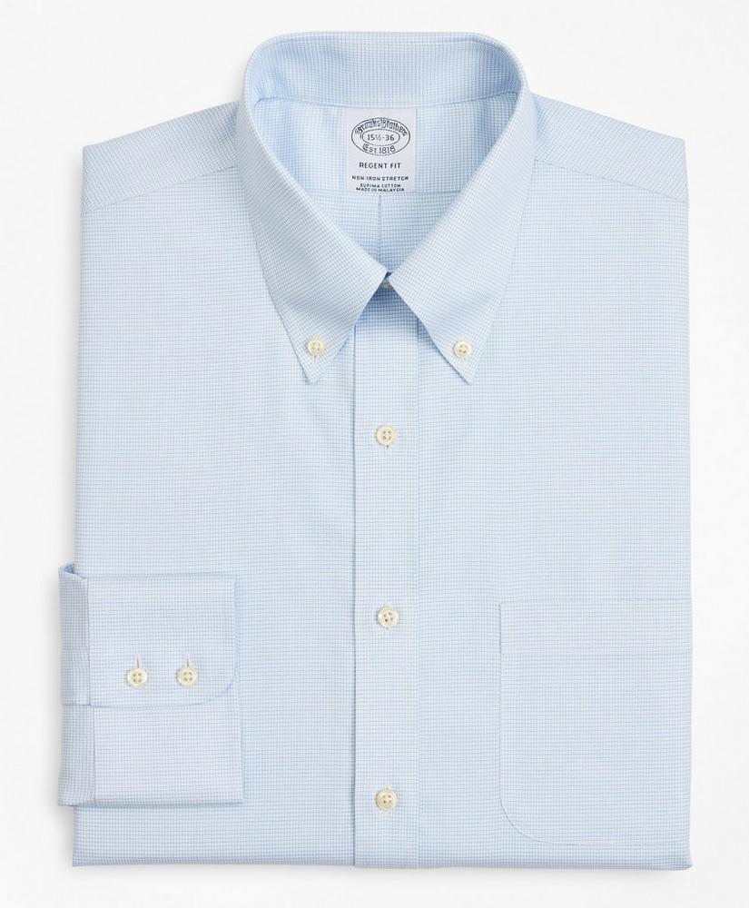 Stretch Regent Regular-Fit Dress Shirt, Non-Iron Twill Button-Down Collar Micro-Check商品第4张图片规格展示