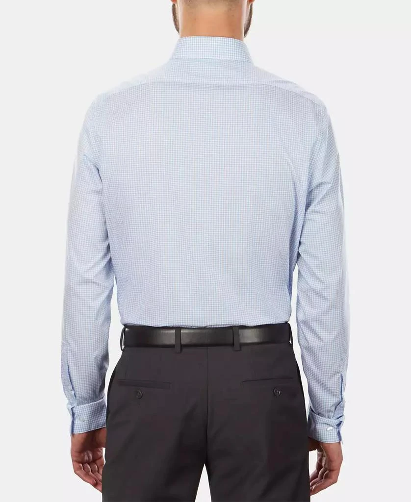 商品Calvin Klein|Men's Slim-Fit Non-Iron Performance Stretch Blue Check Dress Shirt,价格¥383,第3张图片详细描述