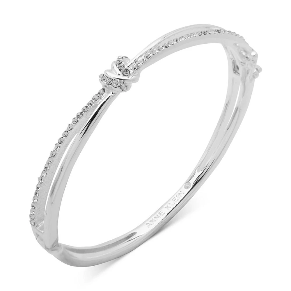 商品Anne Klein|Silver-Tone Crystal Knot Hinge Bangle Bracelet,价格¥241,第1张图片