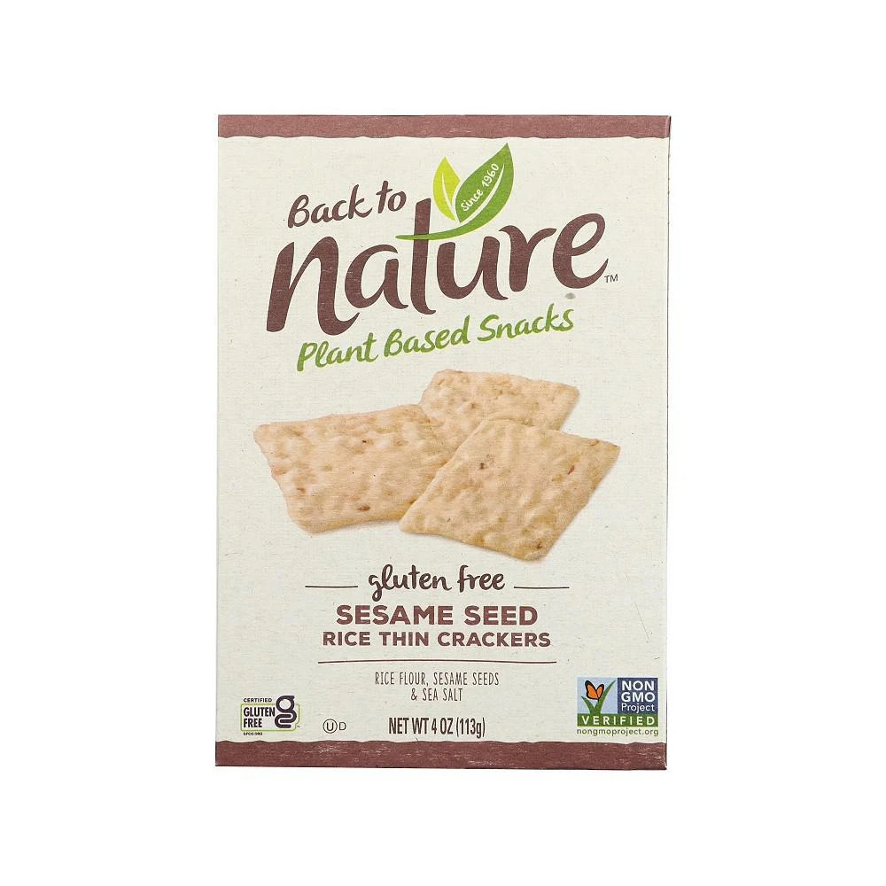 商品Back To Nature|Sesame Seed Rice Thin Crackers - Rice and Sesame Seeds - Case of 12 - 4 oz.,价格¥503,第1张图片