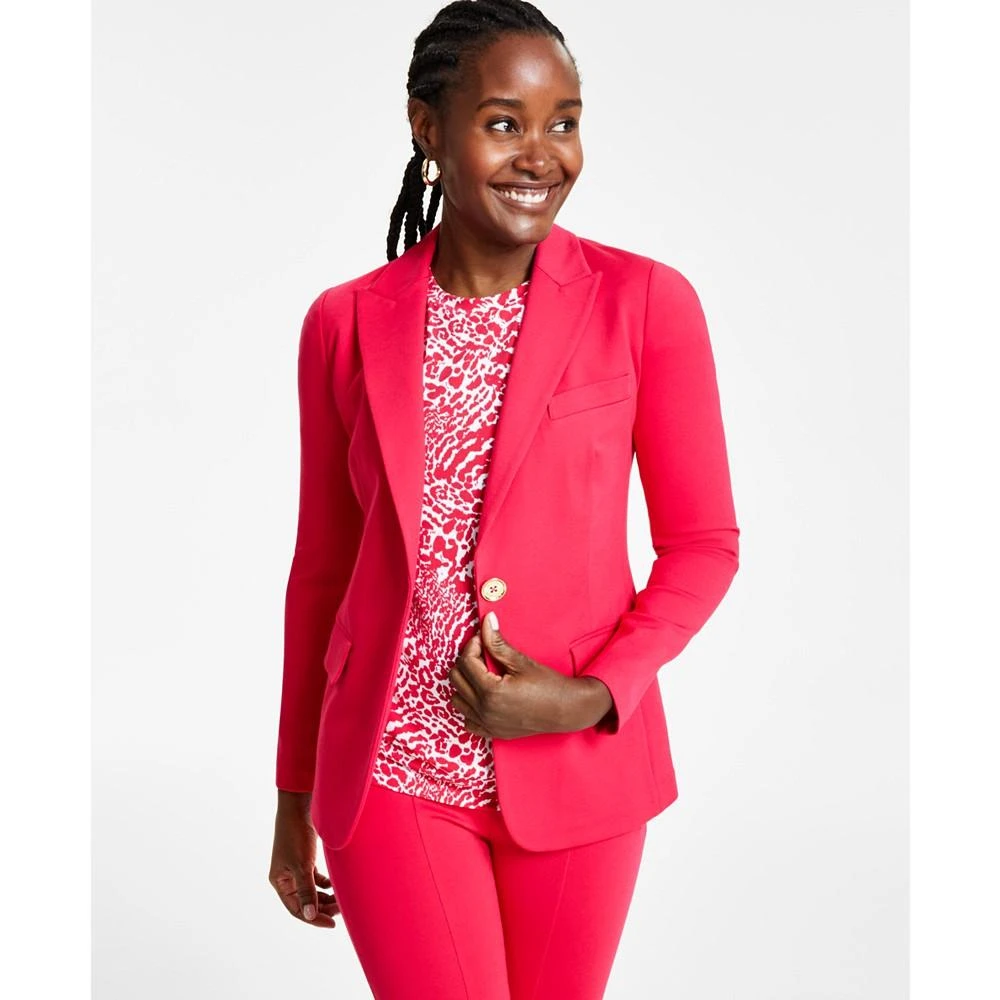 商品Michael Kors|Women's Knit One-Button Blazer, Regular & Petite,价格¥1227,第1张图片