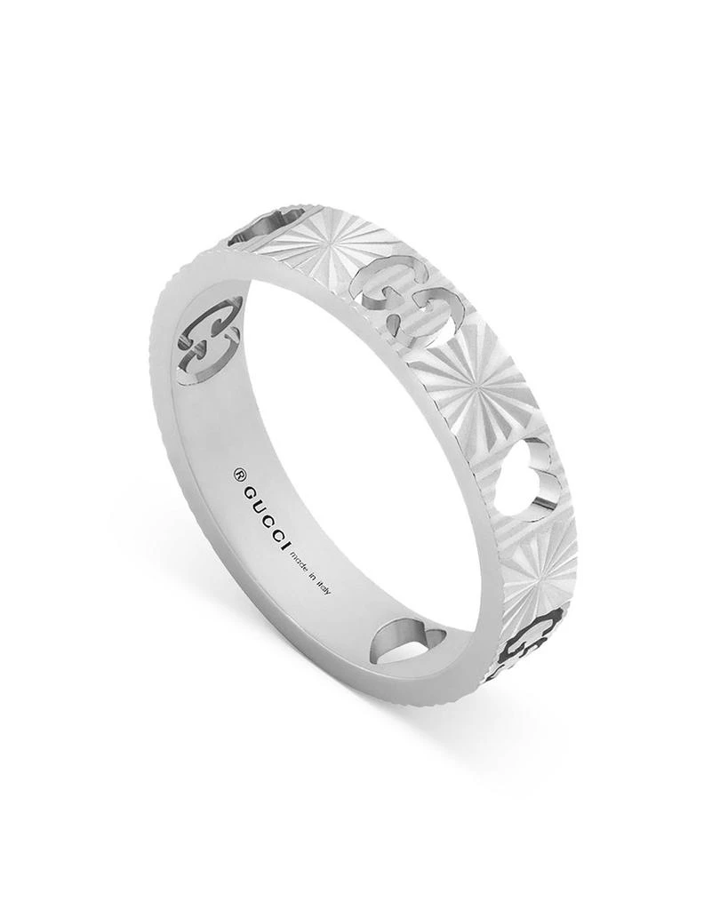 18K White Gold Icon Heart & Double G Band Ring 商品