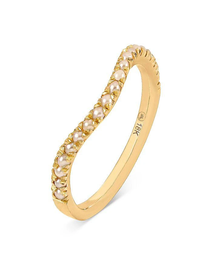 商品Sandy Leong|18K Yellow Gold Birthstone Cultured Freshwater Pearl Wave Stack Ring,价格¥17192,第1张图片