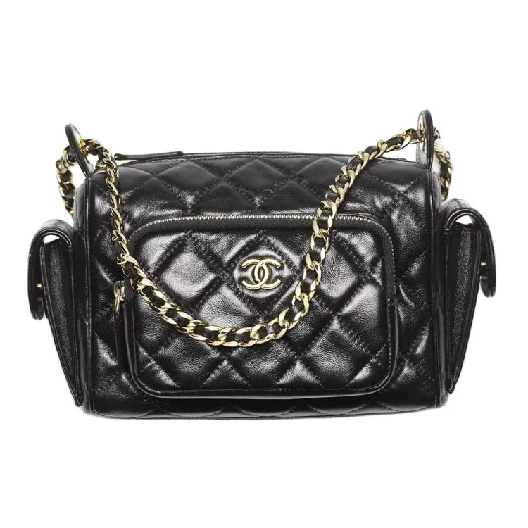 商品[国内直发] Chanel|香奈儿 24K 金色金属徽标Logo 菱格纹绗缝 小羊皮 手提单肩包 小号 女款 黑色,价格¥47864,第1张图片