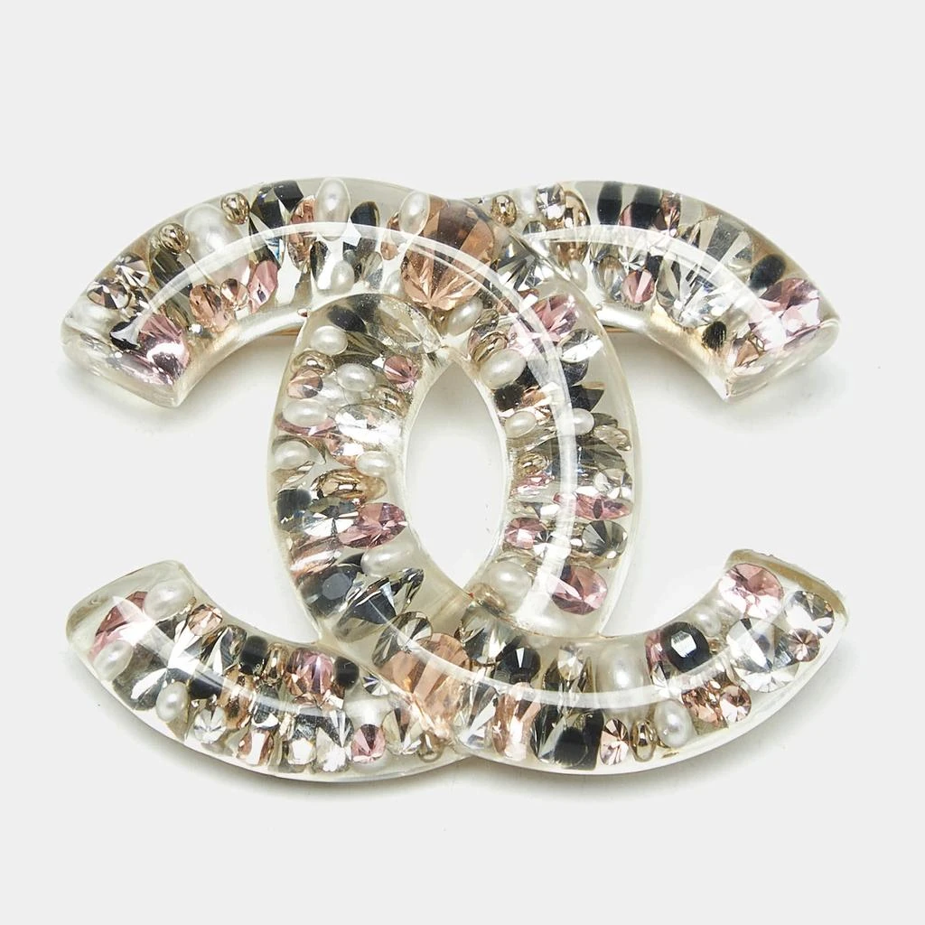 商品[二手商品] Chanel|Chanel CC Resin Faux Pearl Crystals Gold Tone Brooch,价格¥4294,第1张图片