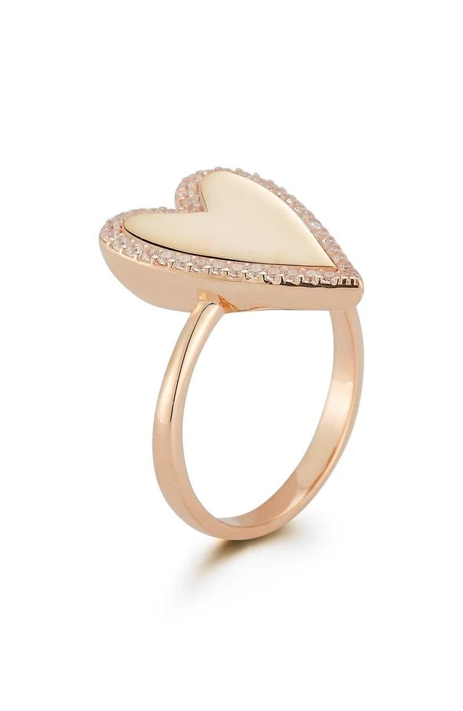 商品GLAZE JEWELRY|14K Rose Gold Plated CZ Heart Ring - Size 6,价格¥247,第2张图片详细描述