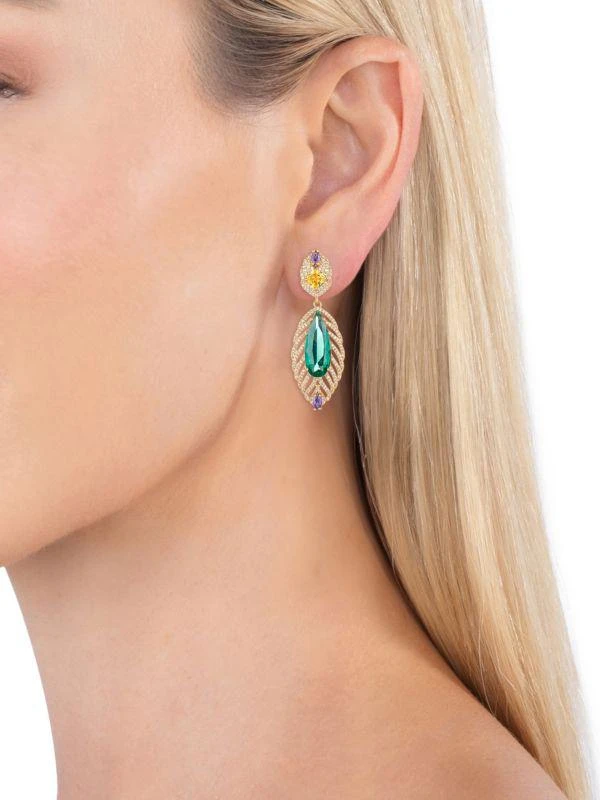 商品Eye Candy LA|The Luxe Collection Billie 18K Goldplated & Cubic Zirconia Statement Drop Earrings,价格¥312,第2张图片详细描述