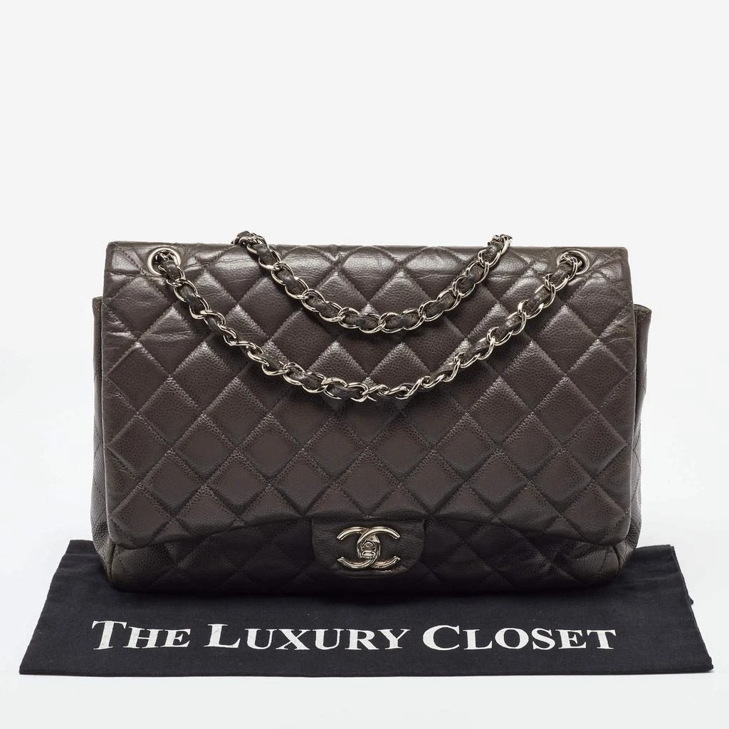 Chanel Grey Quilted Caviar Leather Maxi Classic Double Flap Bag 商品
