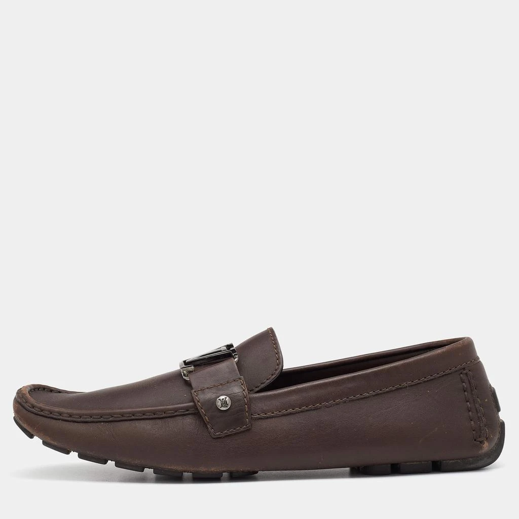 商品[二手商品] Louis Vuitton|Louis Vuitton Brown Leather Hockenheim Slip On Loafers Size 43.5,价格¥1119,第1张图片