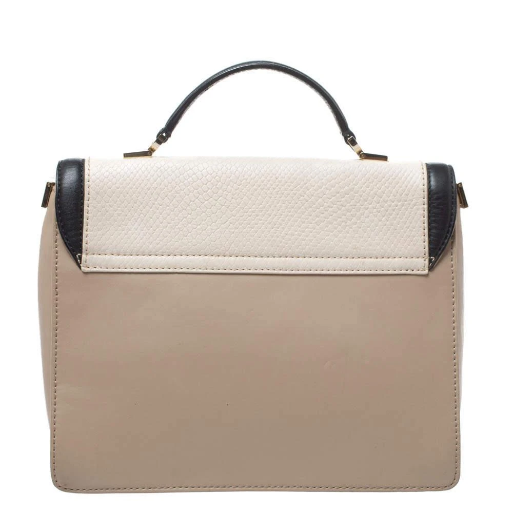 商品[二手商品] Kate Spade|Kate Spade Beige/Black Snakeskin Embossed Leather Pushlock Flap Top Handle Bag,价格¥1449,第4张图片详细描述