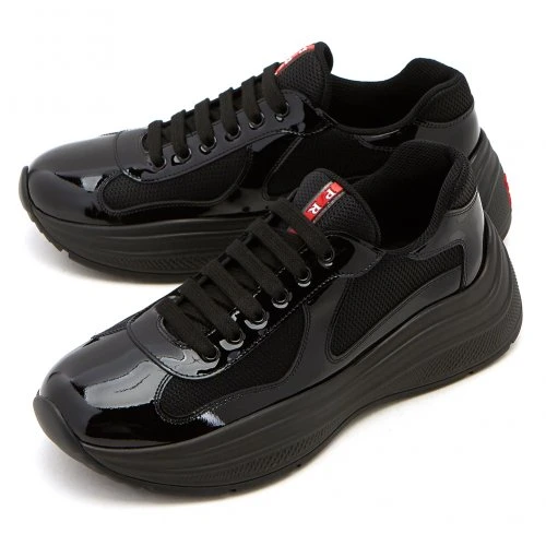 商品Prada|PRADA 男士黑色皮革配织物休闲运动鞋 4E3494-ASZ-F0002,价格¥4365,第1张图片